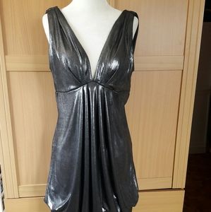 ABS Allen Schwartz Grey Silver Mettalic Dress S